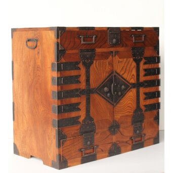 総欅 観音開 帳場箪笥　C412 