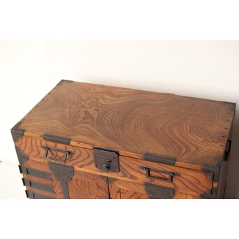 総欅 観音開 帳場箪笥　C412 