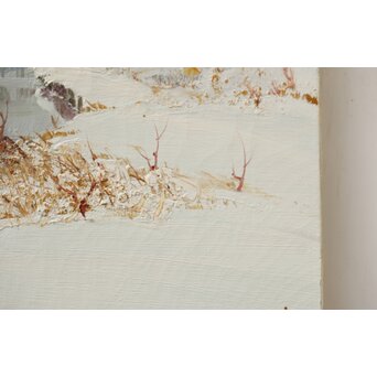 塗師祥一郎 雪の川辺 油彩10号 額装　Z630 