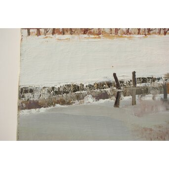 塗師祥一郎 雪の川辺 油彩10号 額装　Z630 