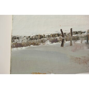 塗師祥一郎 雪の川辺 油彩10号 額装　Z630 