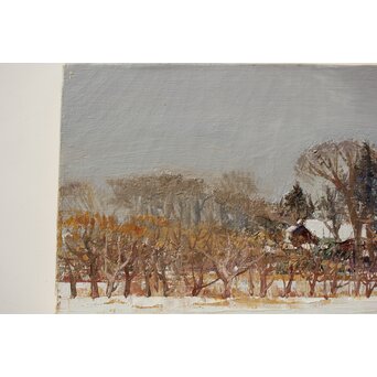 塗師祥一郎 雪の川辺 油彩10号 額装　Z630 