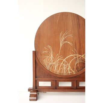 石川確治 木彫彩色【天女】円形レリーフ　X590 