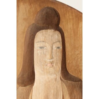 石川確治 木彫彩色【天女】円形レリーフ　X590 