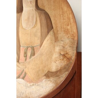 石川確治 木彫彩色【天女】円形レリーフ　X590 