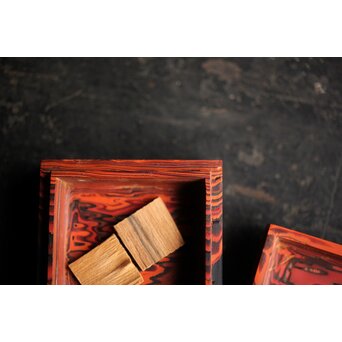 石川確治 堆漆彫漆【胡蝶】香合　Q379 