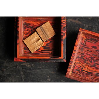 石川確治 堆漆彫漆【胡蝶】香合　Q379 