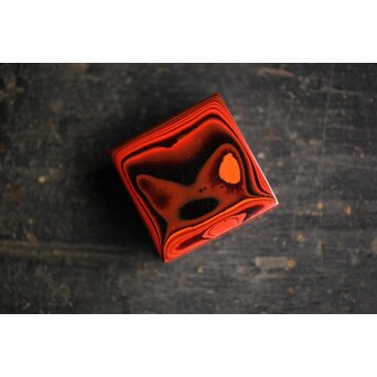 石川確治 堆漆彫漆【胡蝶】香合　Q379 