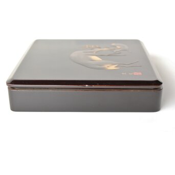 寛哉作 春日鹿曼荼羅蒔絵 硯箱　Q380 