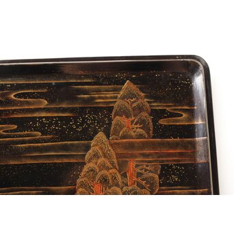 寛哉作 春日鹿曼荼羅蒔絵 硯箱　Q380 