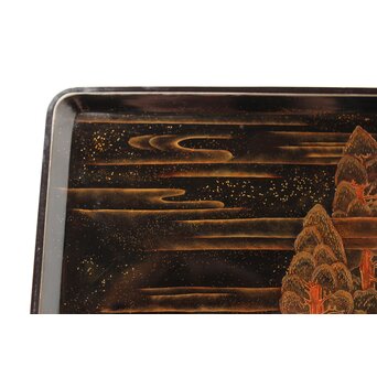 寛哉作 春日鹿曼荼羅蒔絵 硯箱　Q380 