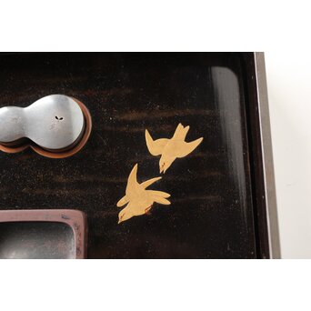 寛哉作 春日鹿曼荼羅蒔絵 硯箱　Q380 