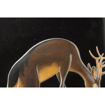 寛哉作 春日鹿曼荼羅蒔絵 硯箱　Q380 