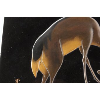 寛哉作 春日鹿曼荼羅蒔絵 硯箱　Q380 