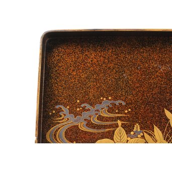 秋草鹿蒔絵 硯箱　Q381 