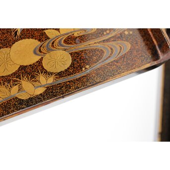 秋草鹿蒔絵 硯箱　Q381 