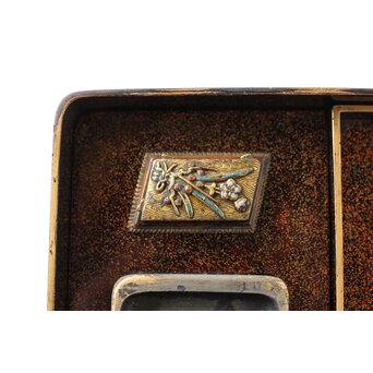 秋草鹿蒔絵 硯箱　Q381 