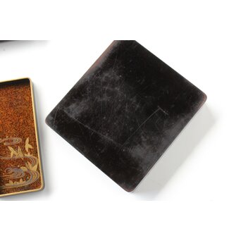 秋草鹿蒔絵 硯箱　Q381 