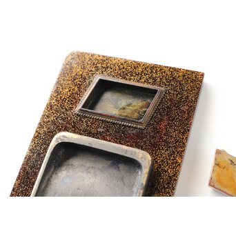 秋草鹿蒔絵 硯箱　Q381 