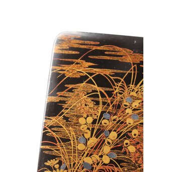 秋草鹿蒔絵 硯箱　Q381 