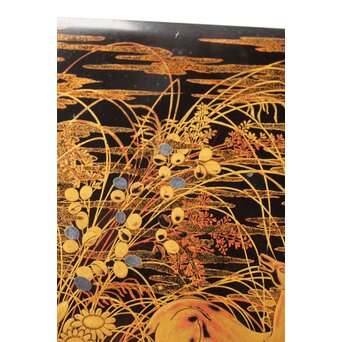 秋草鹿蒔絵 硯箱　Q381 