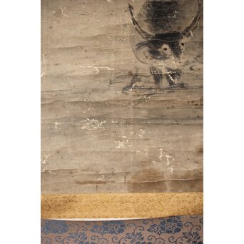 倣 高其佩 柳下牧牛 紙本掛軸　Z632 