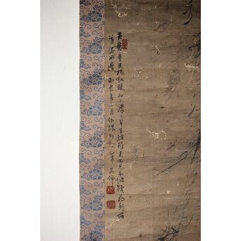 倣 高其佩 柳下牧牛 紙本掛軸　Z632 