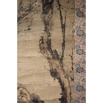 倣 高其佩 柳下牧牛 紙本掛軸　Z632 