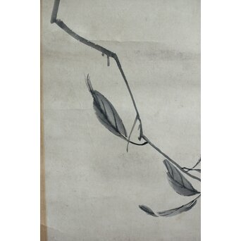 李祖韓 水墨桃図 紙本軸装　Z633 