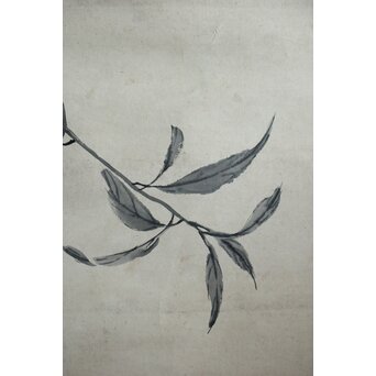 李祖韓 水墨桃図 紙本軸装　Z633 