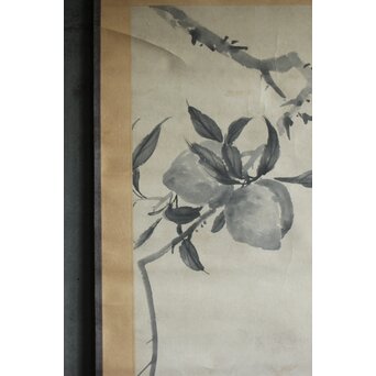 李祖韓 水墨桃図 紙本軸装　Z633 