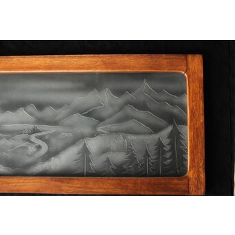 山岳 エッチングガラス 欄間　R0478 