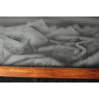 山岳 エッチングガラス 欄間　R0478 