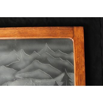 山岳 エッチングガラス 欄間　R0478 