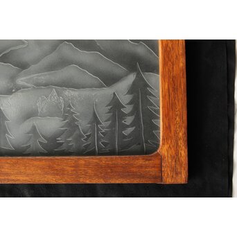 山岳 エッチングガラス 欄間　R0478 