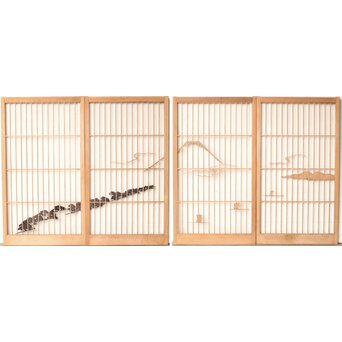 三保の松原 中型書院 4枚1組　R0479 背面　障子を貼る面