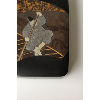 輪島塗 井波喜六斎 光琳蒔絵硯箱　Q382 