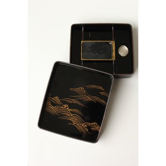 輪島塗 井波喜六斎 光琳蒔絵硯箱　Q382 