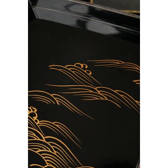 輪島塗 井波喜六斎 光琳蒔絵硯箱　Q382 