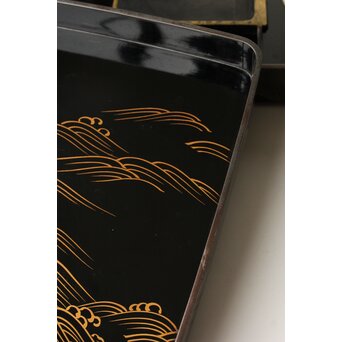 輪島塗 井波喜六斎 光琳蒔絵硯箱　Q382 