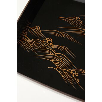 輪島塗 井波喜六斎 光琳蒔絵硯箱　Q382 