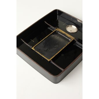 輪島塗 井波喜六斎 光琳蒔絵硯箱　Q382 