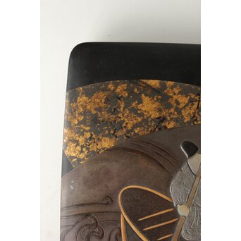 輪島塗 井波喜六斎 光琳蒔絵硯箱　Q382 