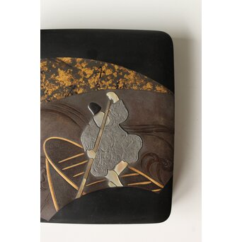 輪島塗 井波喜六斎 光琳蒔絵硯箱　Q382 