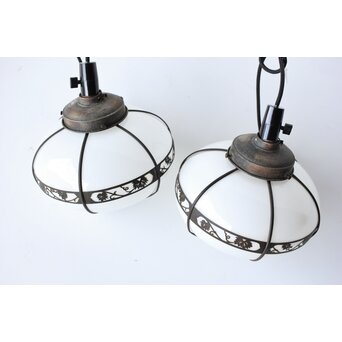 蔦模様 銅巻電笠照明 2個1組　A499