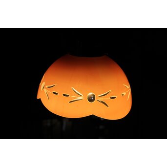 稀品 大正昭和期 金赤 桃色切子電笠 照明　A503 
