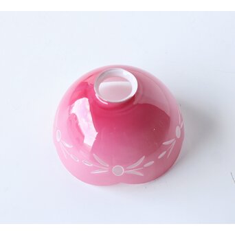 稀品 大正昭和期 金赤 桃色切子電笠 照明　A503 