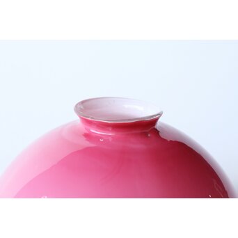 稀品 大正昭和期 金赤 桃色切子電笠 照明　A503 