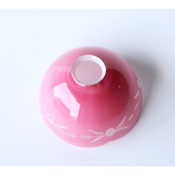 稀品 大正昭和期 金赤 桃色切子電笠 照明　A503 