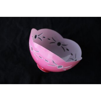 稀品 大正昭和期 金赤 桃色切子電笠 照明　A503